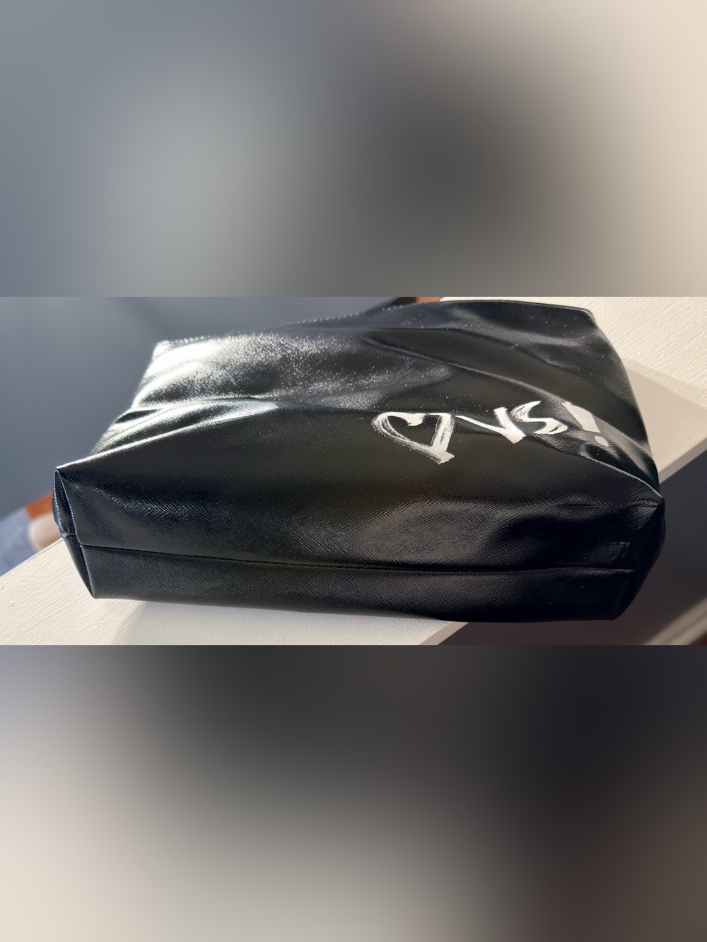 Victoria's Secret Black Cosmetic Pouch with Pink Lettering & Heart - Picture 2 of 7